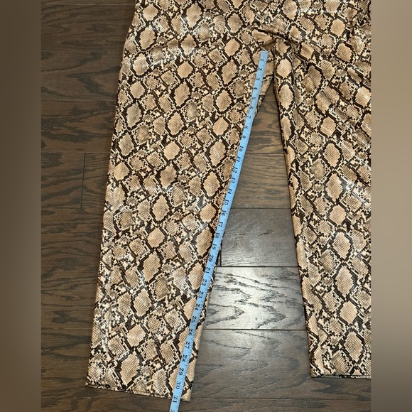 Zara Snake Print Faux Leather Pants Sand Brown High Waist XL - Picture 6 of 9